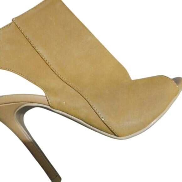 BOGO Rue21 Brown suede peep toe booties ankle boots heeled mules heels M 7-8 - Picture 9 of 13